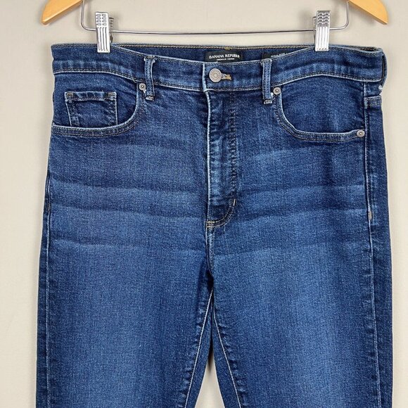 Banana‎ Republic Jeans Womens 31 Blue High Rise Straight Raw Hem Ankle Denim - Picture 2 of 13